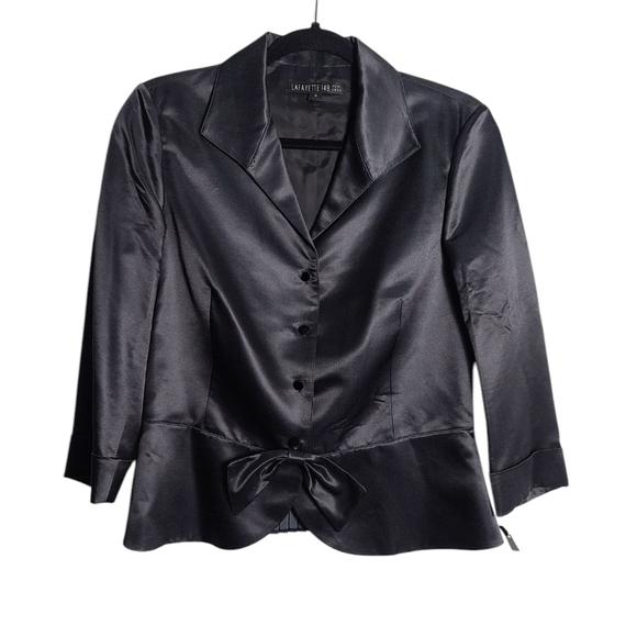 LAFAYETTE 148 New York NWT 100% Silk Blazer w/ Bow Detail Size 6 - Picture 1 of 16